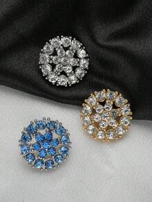 10pcs/Pack Snowflake Hollow Rhinestone High-End Metal Buttons, Suitable For Skirts, Dresses, Cardigans, Hand-Sewn Buttons, Suitable For Coats, Sweaters, Suits, Evening Gowns, Tops Decorative Buttons, Shoes And Hats Gift Boxes, DIY Accessories - Multicolor - View 3