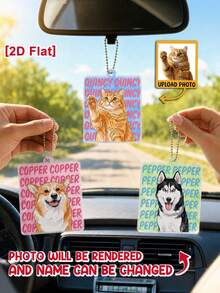 Catygift Custom Watercolor Pet Portrait Car Ornament, Rearview Mirror Auto Decor, Thoughtful Gift For Pet Owners - As Shown - View 6
