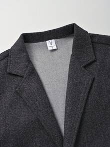 Men's Wool Blend Blazer Coat With Lapel Collar, Business Casual Double Pockets Mid-Length Overcoat, Fashionable Outerwear - Grey - View 4