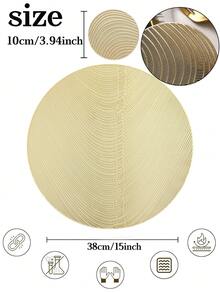 6-24pcs Champagne Gold Wavy Pattern Coasters, European Style Premium PVC Round Heat-Insulating Coasters For Home, Bar, Thanksgiving, New Year Decor - Multicolor - View 3