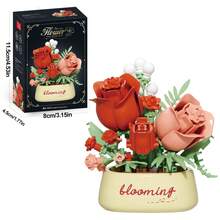 Mini Floral Potted Plant Building Block Set, DIY Eternal Bouquet Miniature Building Block Kit, Artificial Flower Desktop Decor Ornament, Creative Assembly Educational Toy, Suitable As Gift For Women And Girls - Multicolor - View 16