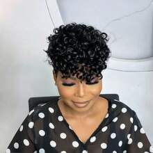 Real Human Hair Hair Topper, Fairy Style Short Hair With Bangs For Women, Clip-In Hair Piece, Unisex Clip-In Hair Topper Wig, Daily Wear Hair Piece - Multicolor - View 3