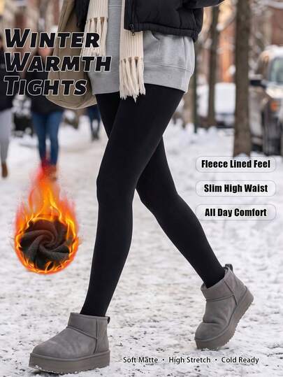 Women's Warm Thermal Lined Thermal Lined Thermal Tights, Winter High Waist Elastic Slim Fit Sexy Semi-Sheer Pantyhose