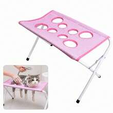 Breathable Mesh Cat Dog Bathing Rack Foldable Pet Grooming Table Grooming Hammock Quick Dry Mesh Nail Trimming Hair Brushing Holder For Small Medium Pets With Restraining Rope - one-size - View 1