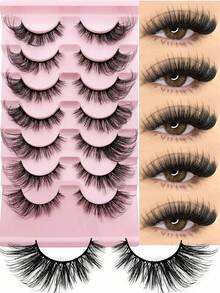 7 Pairs Fox Eye False Eyelashes Cat Eye Style Natural Slim Fluffy And Thick Extended Outer Corner Full Strip Lashes Perfect For Cosplay Daily Makeup Party And Stage Performance To Enhance Eye Charm - View 5