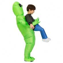 Green Alien Inflatable Monster Kids Halloween Costume Carrying Cosplay - A - View 2