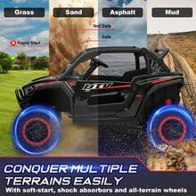 24V 2‑Seater XL 4X4 Off‑Road UTV Ride‑On Car With 2000W Motors, Parental Remote Control, Bluetooth Music & LED Lights, Electric Ride‑On Toy For Big Kids - Black - View 5