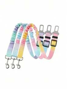 1 Pack Pet Car Seat Belt, Gradient Color Retractable Dog Leash, Rainbow Style Pet Leash, Elastic Buffer Car Seat Belt Nylon Seat Belt, Heavy Duty Durable Dog Car Seat Belt, Dog Seat Belt, Make Your Dog Travel Safer! Dog Outdoor Supplies, - Multicolor - View 4