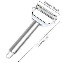1pc Multi-Function Metal Vegetable Peeler, Dual Blade Design For Peeling, Slicing, Shredding, With Built-In Eye Remover To Easily Remove Potato Eyes. Sharp Blade For Smooth Cutting, Suitable For Cucumber, Carrot, Potato, Apple And Other Ingredients, Handle With Hanging Hole For Convenient Storage, Easy To Clean With Water, Practical Kitchen Tool For Home Cooking And Food Preparation - Multicolor - View 3