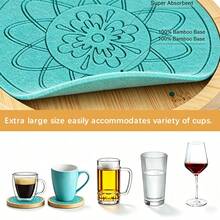 6/4pcs Bamboo Coaster Set, Absorbent Coffee Cup Coasters, Non-Slip, Non-Stick, Suitable For Various Cups And Wooden Tables - Multicolor - View 3