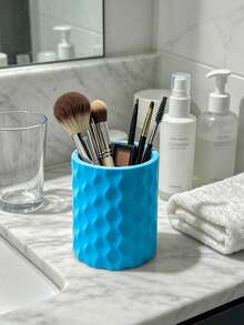 3D Printed Wavy Makeup Brush Holder, Vanity Makeup Brush Pen Holder, Desktop Cosmetic Storage Bucket, 3D Printed One-Piece Molded Large Capacity Cylindrical Design, Easy To Clean, Multi-Purpose, Multi-Scenario - Multicolor - View 6