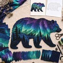 IAGREEA Kit Patchwork DIY Aurora Wildlife, Set Jahit Patchwork Cahaya Utara DIY, Bahan Bordir Kain Langit Berbintang yang Sudah Dipotong, Kit Dekorasi Dinding Buatan Tangan, Cocok Untuk Pemula Dan Dewasa, Hadiah Natal yang Sempurna - A - View 10