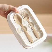 1pc 1200ml 3-Compartment Leak-Proof Portable Lunch Box With Utensils, Microwave- Independent Food Container, Lightweight Meal Prep Box Suitable For Students And Office Workers, Perfect For School, Picnic, Travel And Daily Lunch Use - Multicolor - View 11