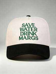 1pc Men Hat Letter 'SAVE WATER DRINK MARG' Embroidered Hats For Men, Adjustable Hat, Perfect For Travel, Parties, And Outdoor Activities - Multicolor - View 3