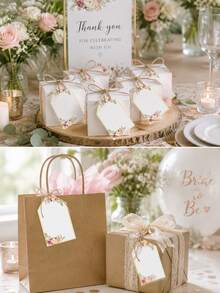 10pcs Floral Hanging Gift Tags With String, Elegant Favor Tags For Wedding, Bridal Shower, Baby Shower, Birthday Party, Gift Wrapping Decoration - Multicolor - View 5