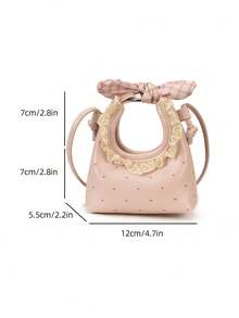 XD Fashionable Mini Bow Knot Square Bag, Made Of PU Material With Snap Closure Design, Suitable For Children's Daily Use, Party, Shopping And Other Occasions, Fashionable Chain Shoulder Strap, Square Bag Shape Design Exquisite And Compact, Essential Fashion Item - Multicolor - View 14