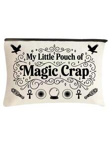 Witchy Printed Halloween Makeup Bag, Featuring Elements Such As Bats And Pumpkins, A Large Capacity Toiletry Bag, Multifunctional Storage Bag - Multicolor - View 16