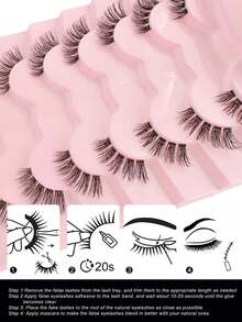 7 Pairs Cartoon Style False Eyelashes, Soft And Fluffy 3D Faux Mink Hair, Messy Wing Segmented Stem - Halloween Party Essential, Reusable, Lightweight Wispy Lashes, Suitable For Daily Charm And Special Occasions - View 2