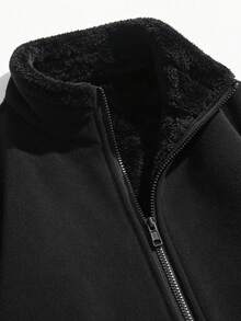 Women's Autumn/Winter Street Casual Fleece Jacket, Comfortable Soft Skin-Friendly Fashion Jacket - Black - View 6