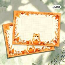 Cute Cat Stationery, 30 Sheets/Pack, Premium Paper With Exquisite Printing, Cat Pattern Decoration, Original Art Design, Floral Border - Rectangle - View 7