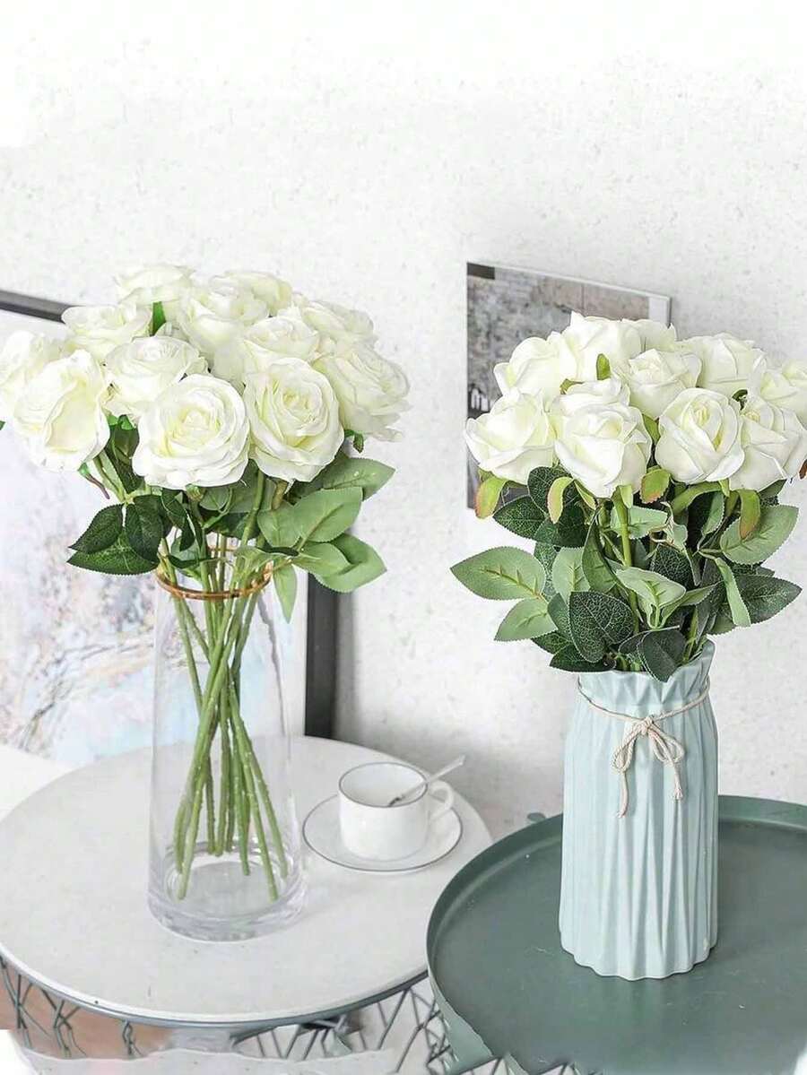 Purchase Artificial Roses, Artificial Flowers, Artificial Rose Decorations, DIY Wedding Bouquet Centerpieces, White Roses, Red Roses, Pink Roses, Blue & White Roses, Yellow Roses, Bridal Gifts, Valentine's Day Decorations, Party Decorations, Home Decor, Living Room Decor, Store Decor And Photography Props - Multicolor - View 1