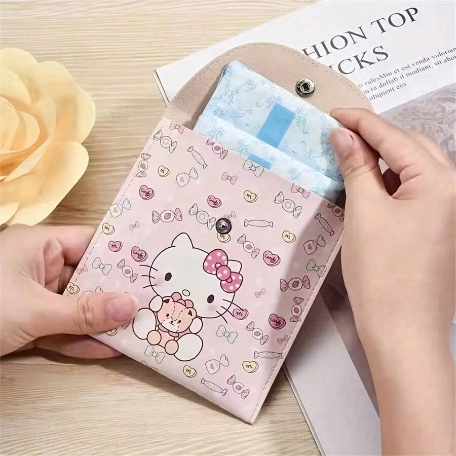 SANRIO Hello Kitty Portable Storage Bag, Sanitary Storage Pouch, Travel Multi-Functional Organizer, Makeup Bag, Essential For Travel And Outings - Multicolor - View 1
