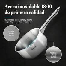 WECOOK Cazo Acero Inox 18/10, Ø 16 cm, 1,5 L, Inducción, Base Tricapa - Ver 5