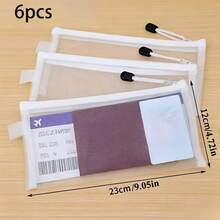 1/3/6pcs File Sorting Bag, Portable International Travel ID Card, Boarding Pass Card Box, Protective Passport Storage Bag - Transparent - View 8