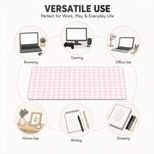 1pc Pink And White Gingham Pattern: Uniform Checkered Design, Pastel Digital Art Style. Large Desk Mat, Non-Slip Mouse Pad, Waterproof Keyboard Desk Protector For Office, Study & Gaming Setup, Home Desk Decor, Gift Ready - Mouse Pad - View 4