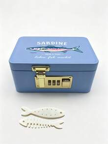 Jewelry Organizer With Sardine Pattern, Jewelry Box With Combination Lock, Hair Accessory Storage Case. Portable Card Storage Box, Daily Miscellaneous Storage, Suitable For Travel, Dorm, Home, Office, Birthday Gift, Halloween Christmas Gift - Multicolor - View 15