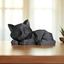 New 3D Printed Sleeping Cat Figurine Cute Statue Modern Design Bookshelf Desktop Geometric Cat Decor - Multicolor - View 7