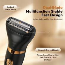 4-In-1 Multi-Function Women's Electric Shaver USB Rechargeable Body Hair Removal Set, Includes Charging Base And Guide Comb, Suitable For Bikini Area, Legs And Underarm Hair Trimming - Black - View 6