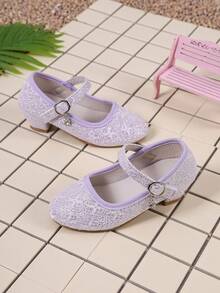 1 Pair Glitter Fashion High Heel Pumps For Girls, Suitable For Party, Birthday Party - Violet Purple - View 2