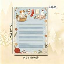 Christmas Theme Stationery, 30 Sheets/Pack, Suitable For Letter Writing Or Note Taking, High-Quality Paper Easy To Use, Festive Artistic Border Design - Rectangle - View 14