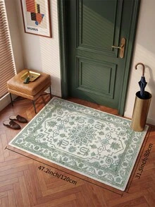 1pc Light Green Bohemian Living Room Rug, Suitable For Kitchen, Dining Room, Bedroom, Room Holiday Decor, Indoor/Outdoor, Office, Lobby, Anti-Slip Doormat, Bathroom Rug, Hallway, Study Gaming Area Rug - Mint Green - View 15