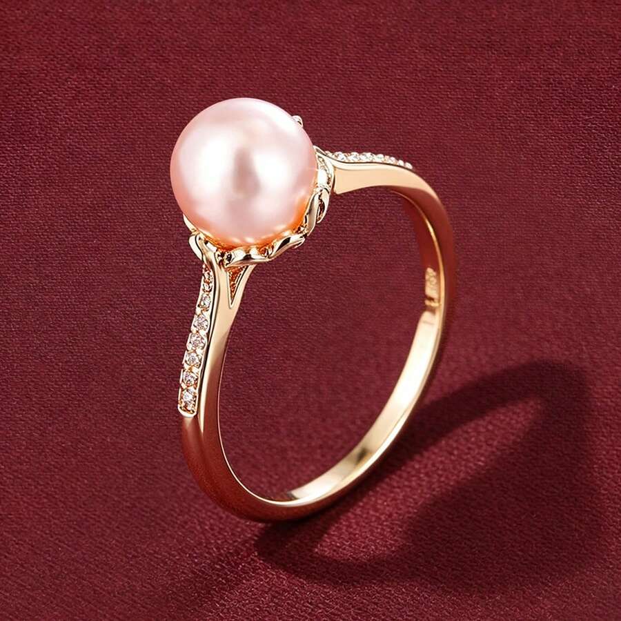 1pc Minimalist Geometric Sphere Design Cubic Zirconia Ring, Casual Gift For Women - Multicolor - View 1