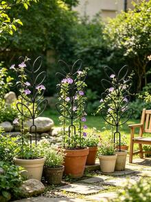1/2/4/6pcs Plant Climbing Support Rack, Outdoor Garden Potted Plant Stand, Indoor Plant Rack, Creative Flower Support Stand, Climbing Vine Rack, Plant Floral Display Rack, Gardening Supplies, Home Decor, Plant Support Material - Multi-color - View 6
