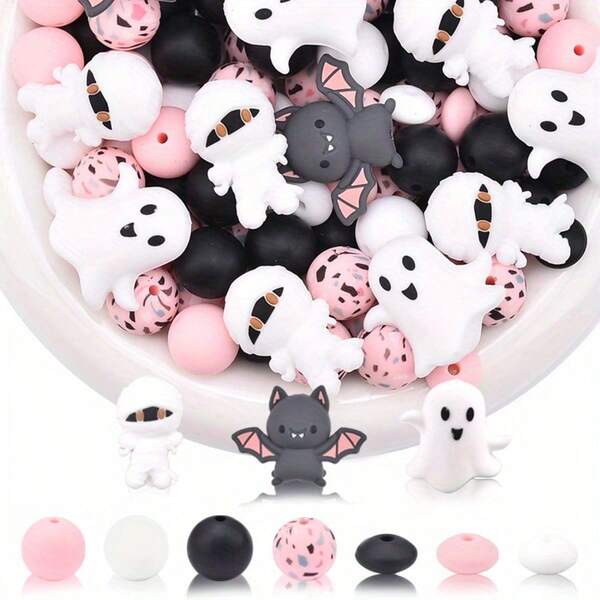 28/38PCS Dark Series Silicone Beads Set, Halloween Element DIY Handmade Craft Beads, Used For Beaded Pens, Jewelry Making, DIY Decoration And Holiday Home Decor, Suitable For Holiday Gifts, Birthday Gifts, Wedding Season, Halloween, Christmas, Mother's Day, Father's Day, Valentine's Day, Teacher's Day And Back To School Season, Easter Perfect Gift - Beads & Bead Assortments
