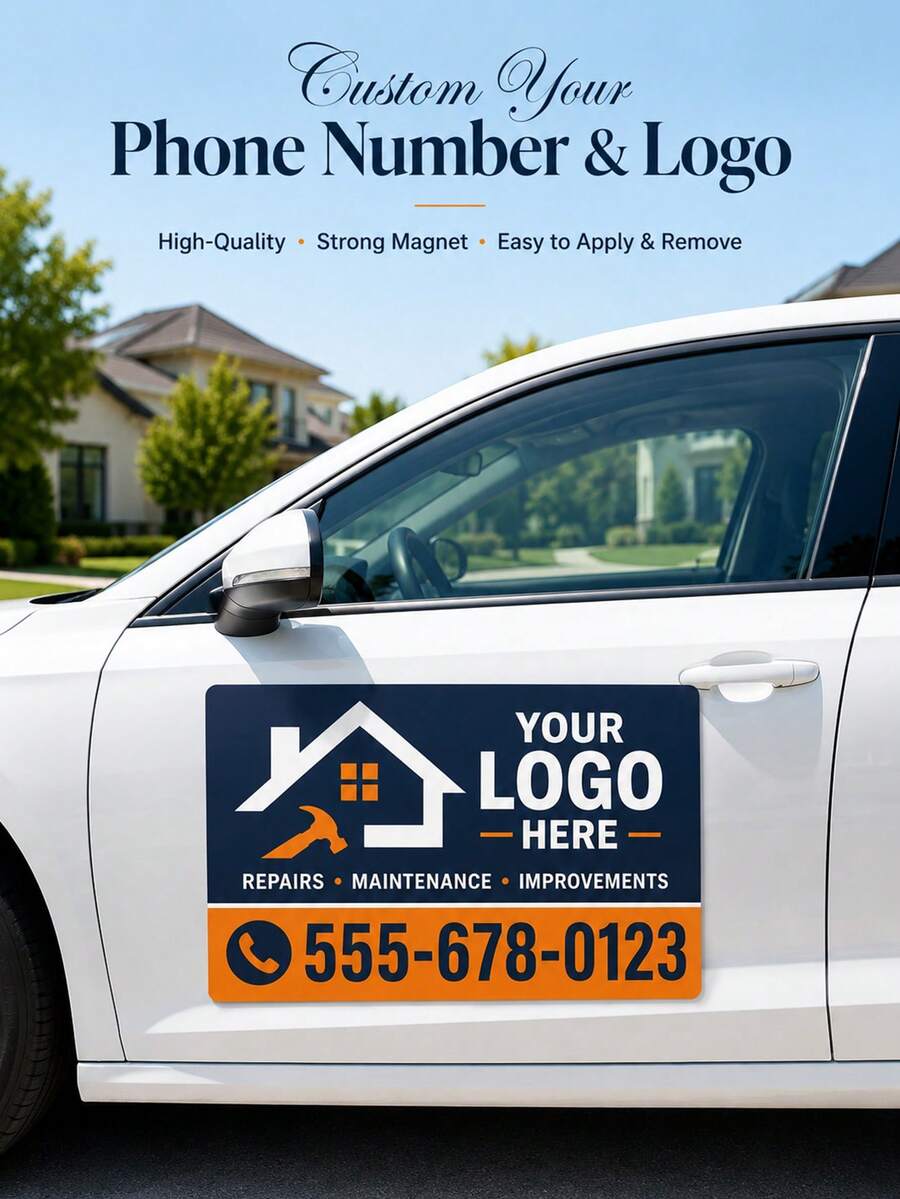 Custom Car Magnetic Signs, Personalized Logos For Your Car, Van, Truck, Waterproof Design, Promote Your Business Vehicle, Professional Printing And Die-Cutting - Multicolor - View 1
