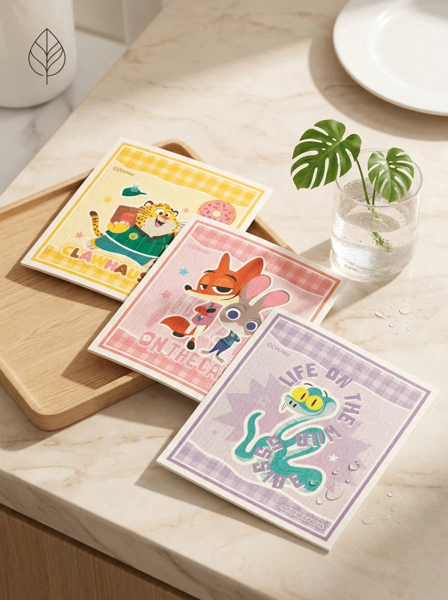 Mesuca Disney Spons Selulosa yang Dapat Digunakan Kembali dengan Motif Kartun Zootopia, Spons Pembersih Dapur dari Serat Kayu untuk Mencuci Piring, Membersihkan Meja, dan Perlengkapan Rumah Tangga Lainnya - MultiWarna - View 1