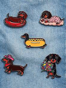 QIHOO 5pcs Cute Dachshund Enamel Brooch Set, Funny Cartoon Dog Brooch, Suitable For Backpack, Jacket, Hat Lapel Badge, Aesthetic Jewelry Gift For Dog Lovers - Multicolor - View 5