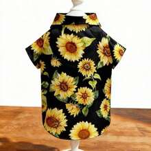 LUCKIE PAL 1pc Black Sunflower Print Pattern Pet Shirt, Suitable For Indoor And Outdoor Wear For Cats And Dogs - Black - View 14