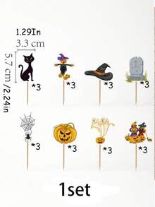 24PCS Halloween Cupcake Decorations, Spider Webs, Pumpkin Toppers, Party Decorations, Suitable For Holiday Party Decoration, Atmosphere Props - Multicolor - View 9