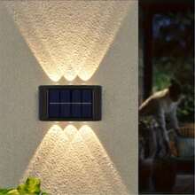 1‑Pack Outdoor Solar Fence Lights, 6‑LED Top & Bottom Illumination High‑Bright Focused Solar Wall Lamp, Warm & Cool White Selectable, Wire‑Free Easy‑Install Weather‑Resistant Decorative Lighting For All‑Season Use, Patio, Backyard, Porch, Railing - 6 LED Lights - View 6