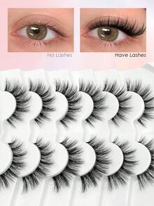 Sibeuna 6 Pairs Clear Band False Eyelashes, Faux Mink Cat Eye/Wing Style, Natural Fluffy & Curled, Voluminous False Eyelashes, Essential Makeup Tool For Travel - Black - View 5