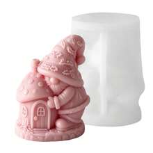 3D Christmas Elf House Silicone Candle Soap Mold, DIY Aromatherapy Candle, Handmade Soap, Resin, Plaster Mold For Christmas Home Decor Crafting - Mushroom House Faceless Gnome Silicone Mold - View 7