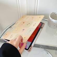 1件復古格紋與花卉360°旋轉平板保護殼，多角度視角書本式支架，相容 iPad A16 2025、Galaxy Tab S9 FE/S8 Plus/S7/S10、Pad、MatePad、Pad、Honor Pad、Xiaoxin Pad - 彩色 - 查看 6