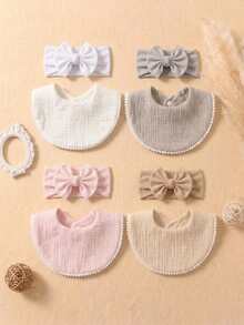 8PCS Candy Color Soft Elastic Baby Hair Accessories, Skin-Friendly Baby Bibs & Drool Cloths Set, Suitable For Daily Use - Multicolor - View 4