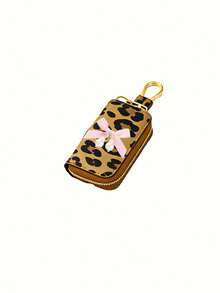 Multi-Functional Key Bag, Adorned With Pearl Bow Decorations, Leopard Print Key Pouch, Zipper Key Storage Bag, Car Key Chain, Compact Key Wallet, Key Chain, Zipper Key Storage Bag, Halloween Gift, Teacher's Day Gift, Small Gift, Key Chain, Key Chain, Suitable For Women, Car Key Chain, Suitable For Men Mini Wallet - Multicolor - View 12
