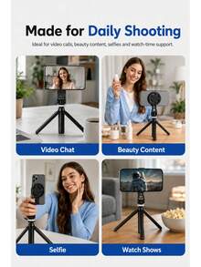 MIAOTU Tripod Ponsel Magnetik Portabel, 2-in-1 Dudukan Meja dan Pegangan Genggam, Dengan Antarmuka Sekrup 1/4", Cocok untuk Ponsel Pintar, Kamera, dan Lampu Pengisi, untuk Pemotretan Vlog, Selfie, Panggilan Video, dan Siaran Langsung - View 8